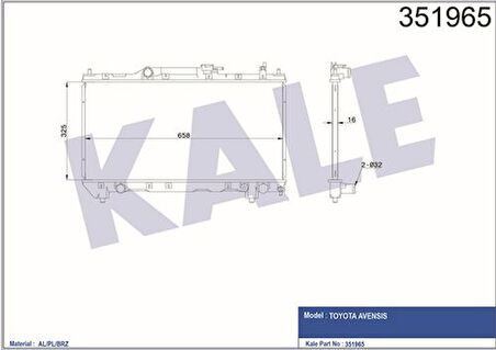 Kale 351965 Motor Su Radyatörü Toyota Avensis 97-00 Manuel 1640002270