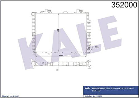 Kale 352000 Motor Su Radyatörü Mercedes M111 OM611 C208 A208 W210 S210 2105005203