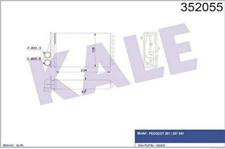Kale 352055 Kalorifer Radyatörü Peugeot 207 06- 6448.P9