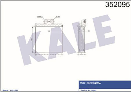 Kale 352095 Kalorifer Al Pl Brz Vitara 1.6 16V-2.0 16V-2.0 HDI 97 7412064A10