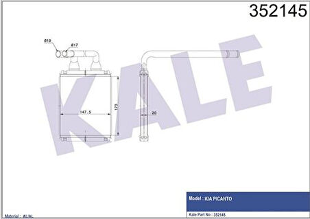 Kale 352145 Kalorifer Radyatörü Kia Picanto 1.0 1.1 2004- 9713807000