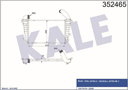 Kale 352465 Turbo Radyatörü Astra H Z13Dt Z19Dt 6302060