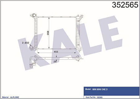 Kale 352565 Motor Su Radyatörü Mini W17 D14 1Nd R50 R53 Öne D 03-05 17117788753