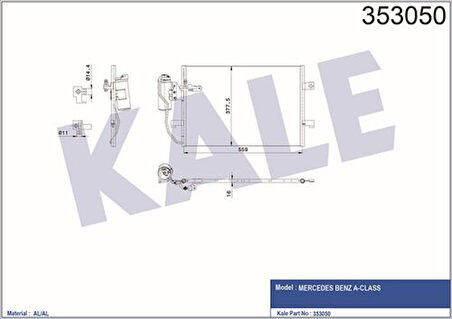 Kale 353050 Klima Radyatörü A-Serisi W168 97-04 Vaneo 414 02-04 1685000854