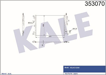 Kale 353070 Klima Radyatörü Volvo Xc90 I 275 2.5 T 3.2I V6 D5 T6 V8 02-Kurutucu IIe Klima Radyatörü Konde 30648955