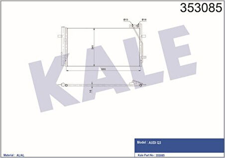 Kale 353085 Klima Radyatörü Kondansor Audi Q3 2.0TDI 2.0 TFSI 2.5I 11-Oto Mek Şanzıman 8U0260401B