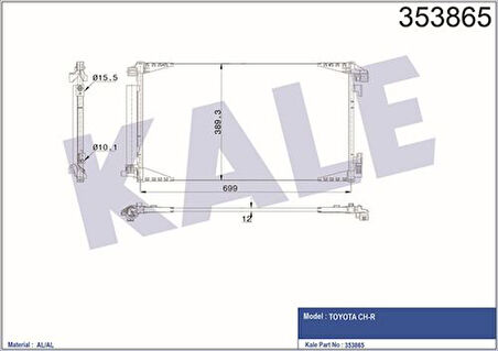 Kale 353865 Klima Radyatörü Toyota C-HR 1.2 2016- 88450F4020