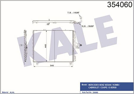 Kale 354060 Klima Radyatörü Mercedes W124 S124 A124 C124 1248301670