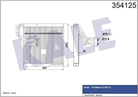 Kale 354125 Evaporator Hyundai Accent Iv 971391R000