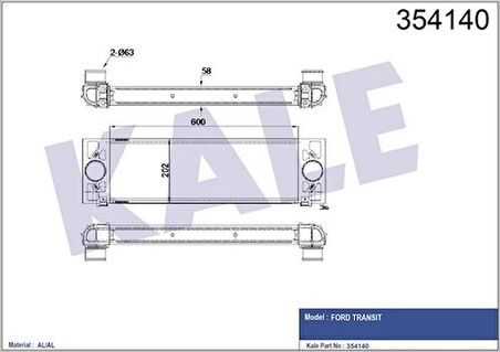 Kale 354140 Turbo Intercooler Radyatörü Ford Transit 2.2 135 140Ps 11-3.2 200Ps TDCI 06- 8C169L440CA