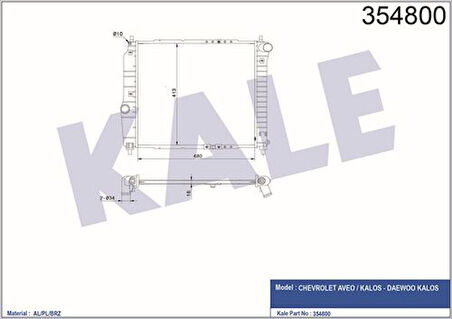 Kale 354800 Motor Radyatörü M.T Aveo Kalos 1.2 1.4 T200 T250 T255 480x418x16 96536524