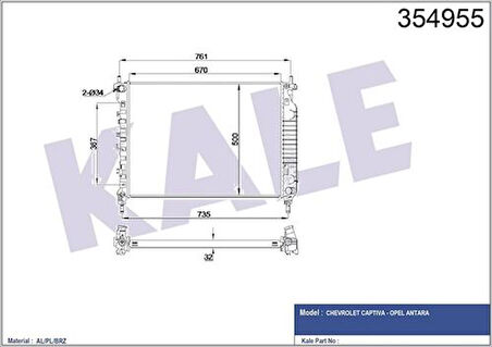 Kale 354955 Motor Su Radyatörü M.T Captiva Antara 4818253