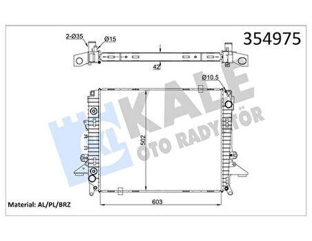 Kale 354975 Motor Su Radyatörü 276Dt Discovery 3 L319 04-09 Discovery 4 L319 09-17 LR021778