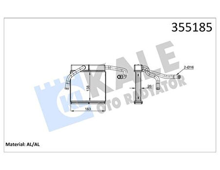 Kale 355185 Kalorifer Radyatörü Mazda B-Serisi Bt-50 Ford Ranger 98-06 140x165x26 XM3418476CA