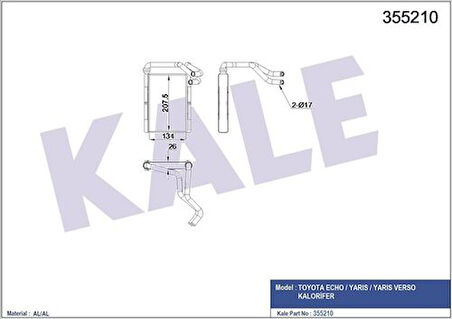 Kale 355210 Kalorifer Radyatörü Toyota Yaris 1999-2004 8710752020