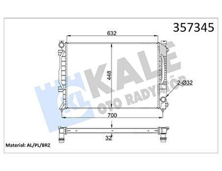 Kale 355530 Motor Su Radyatörü A6 Avant Quattro 98-04 4B0121251L