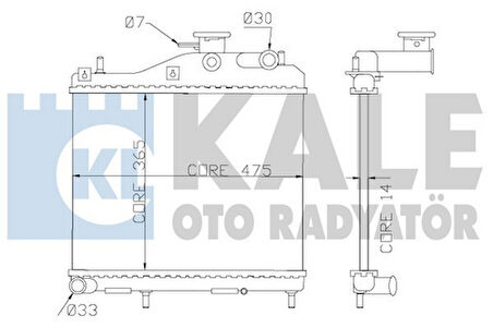 Kale 358200 Motor Su Radyatörü Accent Admira 03 05 1.5 Dizel 3 Silindir Manuel 360x458x16 2531025810