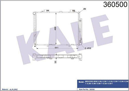 Kale 360500 Motor Su Radyatörü Klimalı Mercedes E-Serisi M111 W210 S210 2105003003