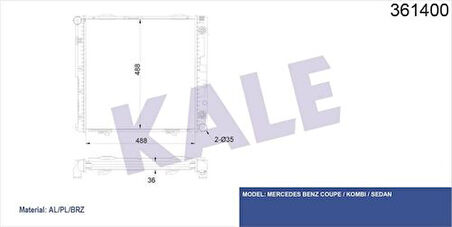 Kale 361400 Motor Su Radyatörü Klimalı W124 88-93 S124 85-92 C124 87-91 1245000203