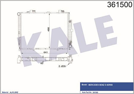 Kale 361500 Motor Su Radyatörü E-Serisi W210 96-99 S210 96-99 2105003503