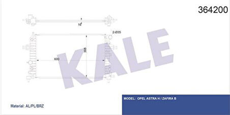 Kale 364200 Motor Su Radyatör Astra H Z12XEP Z14XEP Brazing 1300265