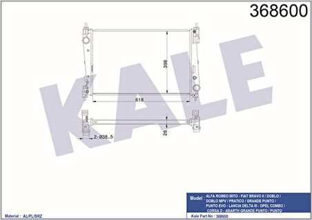 Kale 368600 Motor Su Radyatör Punto Bravo 1.3JTD 1.7CDTI Doblo III 1.6D 2.0D Multijet Corsa D A13DTC Z13Dte A13Dte 51896964