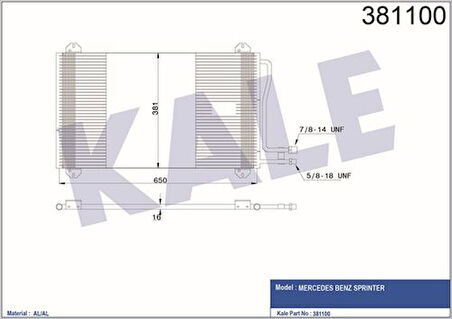 Kale 381100 Klima Radyatörü Mercedes Sprinter 901-905 95-05 A9015000454