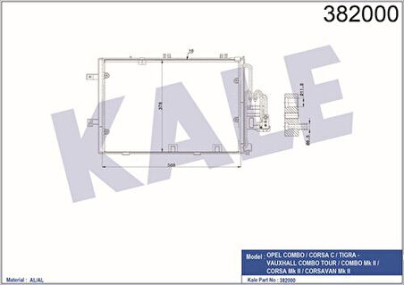 Kale 382000 Klima Radyatörü Combo Corsa C Tigra 588x381x15 93183505