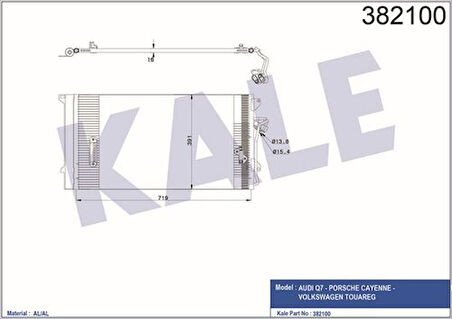 Kale 382100 Klima Radyatörü Audi Q7 06-15 Porsche Cayenne 02-10 Touareg 02-9 7L0820411E