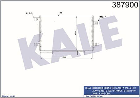 Kale 387900 Klima Radyatörü A-Serisi W169 04-12 B-Serisi W245 05-10 1695000754