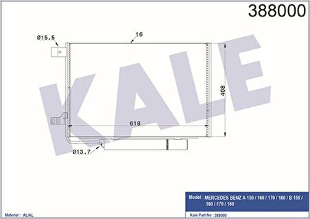 Kale 388000 Klima Radyatörü Mercedes W169 W245 1695000054