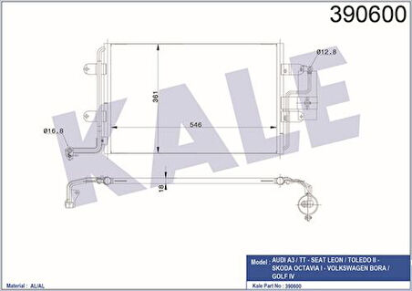 Kale 390600 Klima Radyatörü Audi Bora Golf Octavia 1.4L 16V 98- 1J0820413N