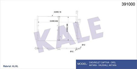Kale 391000 Klima Radyatörü Captiva 07-10 Antara 07-Kurutucu IIe 636x396x17 20759648