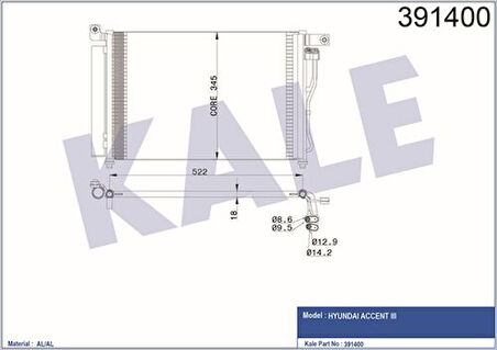 Kale 391400 Klima Radyatörü Hyundai Accent Era 1.5 CRDI 06- 97606-1E000