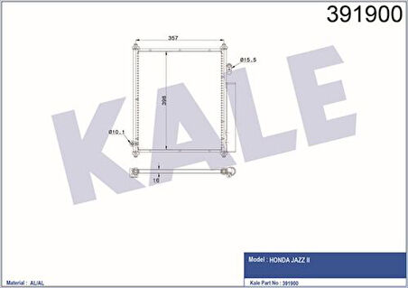 Kale 391900 Klima Kondenseri Jazz II Al Al 370X408X16 80110SAA003