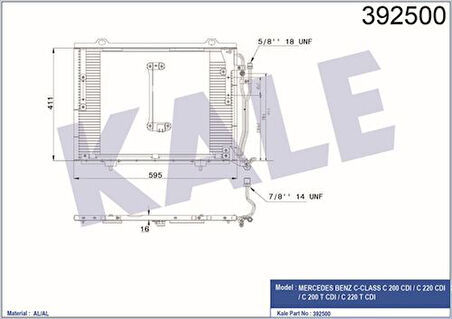 Kale 392500 Klima Radyatörü W202 97-00 S202 98-01 W210 99-01 2028301070