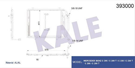 Kale 393000 Klima Radyatörü W202 95-00 S202 96-01 C208 97-02 A208 98-01 A2028300770