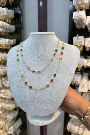 14 K Yeşil Altın Renk Vip 90 cm Kolye