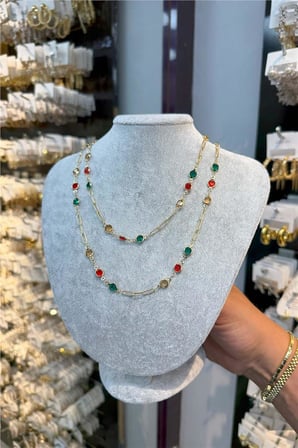 14 K Yeşil Altın Renk Vip 90 cm Kolye