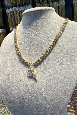 14 K Yeşil Altın Renk Vip 60 cm Kolye