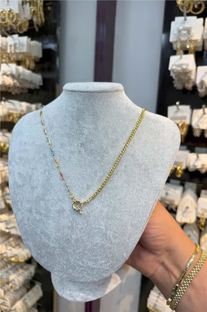 14 K Yeşil Altın Renk Vip 45 cm Kolye