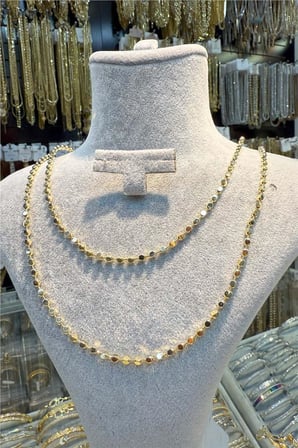 Vip Kolye 14 K Yeşil Altın Renk 90 cm Uzunluk