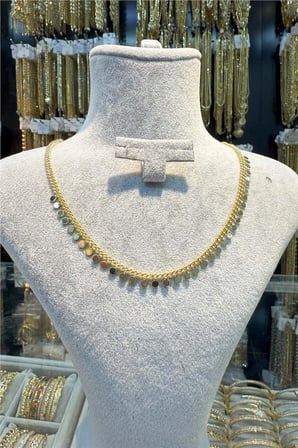 Vip Kolye 14 K Yeşil Altın Renk 90 cm Uzunluk