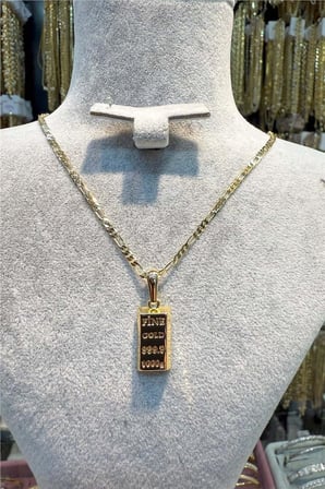 Külçe Küçük Boy 14 K Renk Altın 60 cm Kolye