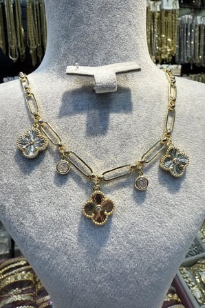 14 K 3Lü Yonca 45 cm Kolye