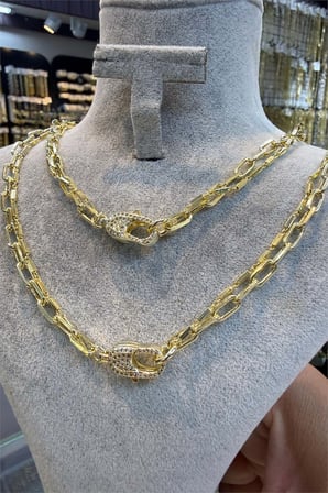 İkili Gold Renk Kolye 45 cm