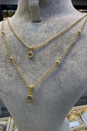 İkili Gold Renk Kolye 45 cm