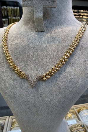 V Kolye Gold Renk 45 cm
