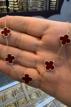 5 Li Bordo Yonca Kolye 45 cm