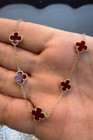 5 Li Bordo Yonca Kolye 45 cm